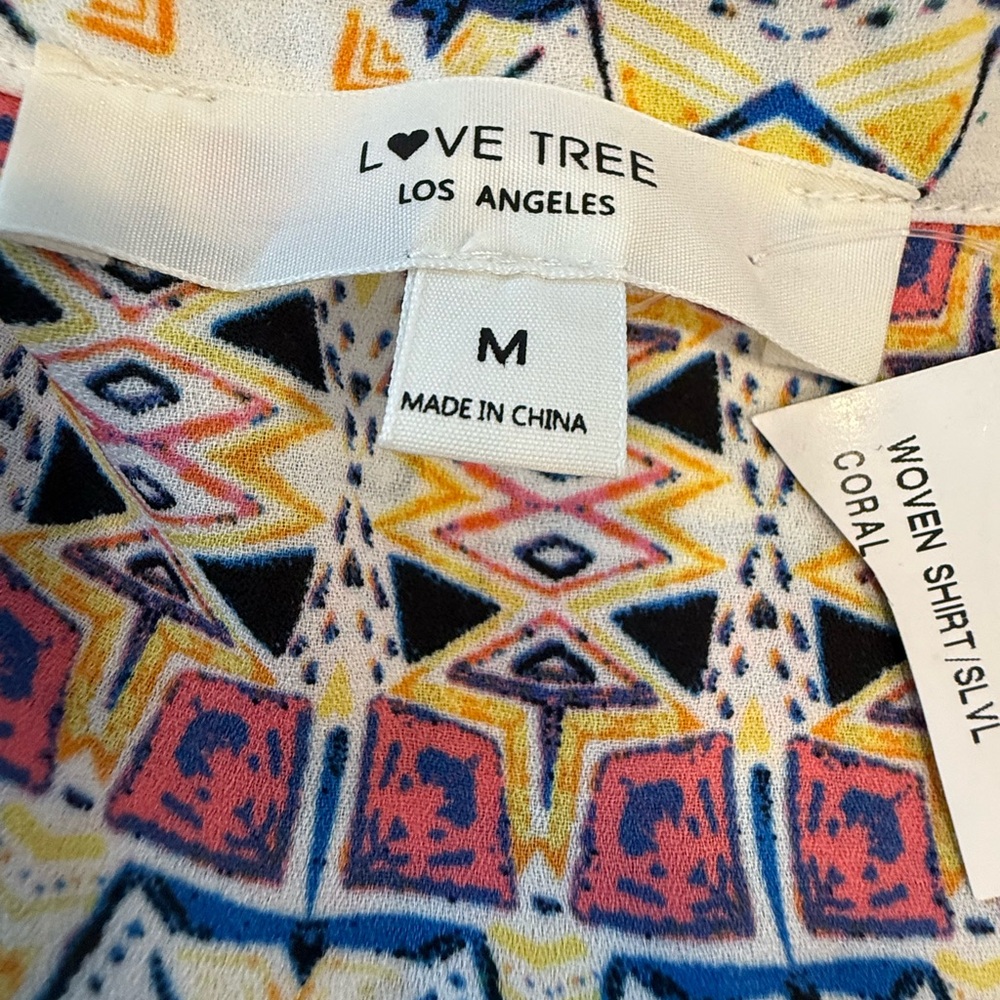Love Tree Los Angeles woven Shirt Coral sleeveless western SZ M - Picture 6 of 13